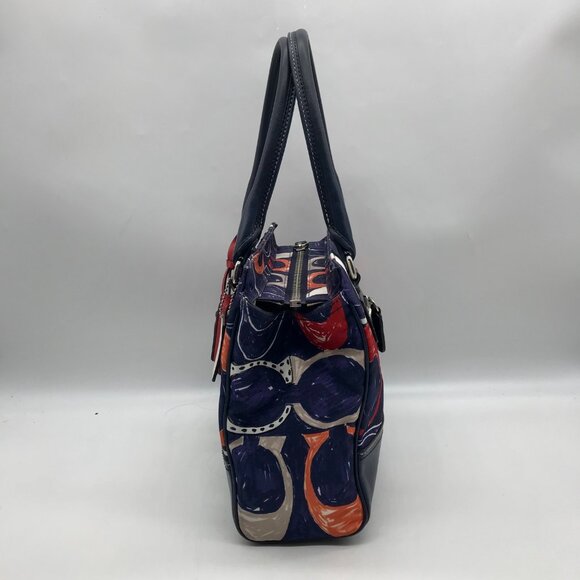 Coach Blue Canvas Legacy Heritage Candace Carryall Satchel Bag 19951 - Picture 3 of 11